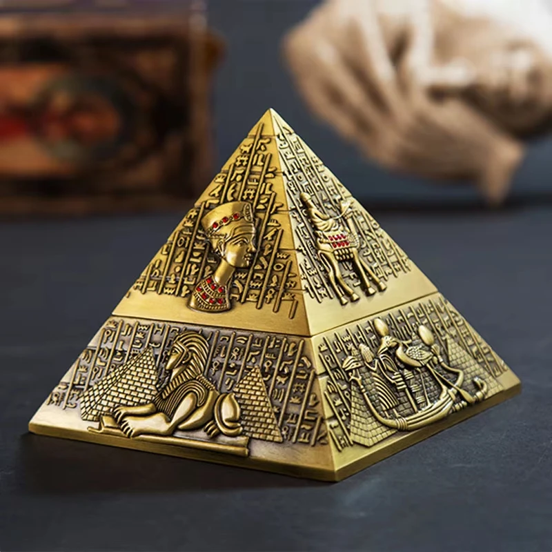 Livng Room Decor Smoking Accessories Pyramid Egyptian Pharaoh Metal Ashtray with Lid Vintage Ash Tray Creative Desktop Ornament
Livng Room Decor Smoking Accessories Pyramid Egyptian Pharaoh Metal Ashtray with Lid Vintage Ash Tray Creative Desktop Ornament