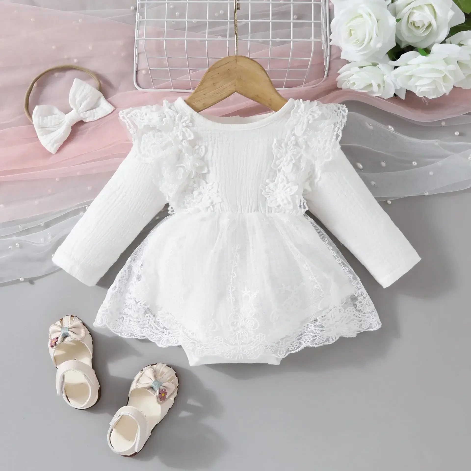 Infant Baby Girl Romper Dress Baby Dress Romper Flowers Lace Fall Winter Festival Clothes with Headband
Infant Baby Girl Romper Dress Baby Dress Romper Flowers Lace Fall Winter Festival Clothes with Headband