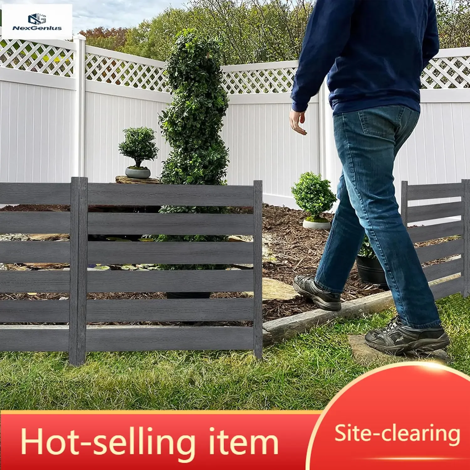26in H x 24in W (3 Panels) No Dig Zippity Maui Fence Kit, Charcoal Color WoodTek Vinyl Fence Panel, Temporary Outdoor Border for
26in H x 24in W (3 Panels) No Dig Zippity Maui Fence Kit, Charcoal Color WoodTek Vinyl Fence Panel, Temporary Outdoor Border for