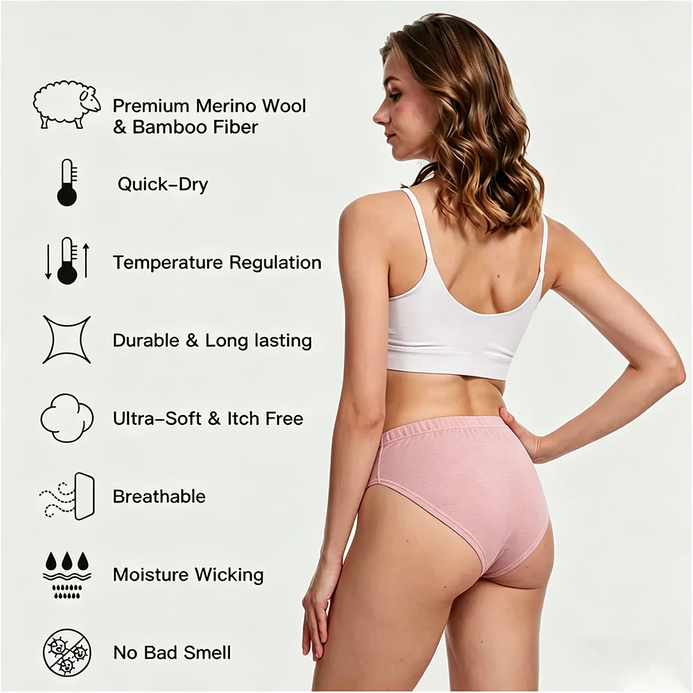 Women's Lightweight Bikini Brief Merino Wool Bamboo Fiber Odor Resistance Breathable Moisture Wicking Comfortable Underwear
Women's Lightweight Bikini Brief Merino Wool Bamboo Fiber Odor Resistance Breathable Moisture Wicking Comfortable Underwear
