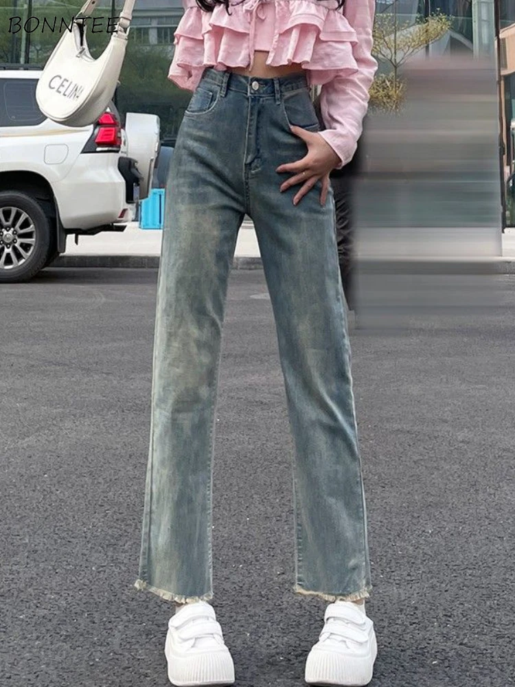 Straight Ripped Jeans Women Streetwear Ankle Length Summer Girl Vintage All-match Korean Style Fashion Mujer Trousers 2023 New
Straight Ripped Jeans Women Streetwear Ankle Length Summer Girl Vintage All-match Korean Style Fashion Mujer Trousers 2023 New