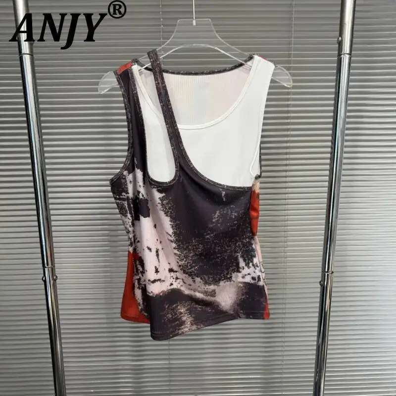 ANJY Summer New Women Fashion Deconstructed Color Block Print Layered Fake Two-Piece Slim Vest Trend Chic Design Tank Top A23754
ANJY Summer New Women Fashion Deconstructed Color Block Print Layered Fake Two-Piece Slim Vest Trend Chic Design Tank Top A23754