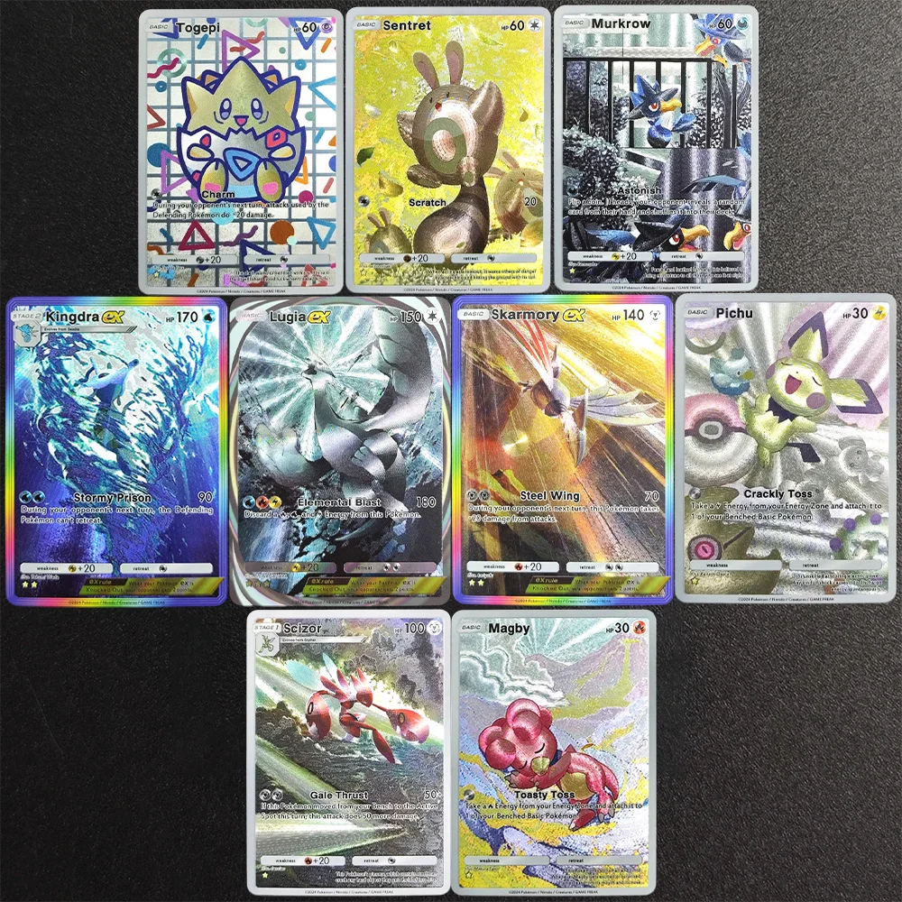 Набор из 9 коллекционных карточек TCG (английская версия): Кингдра, Скармори, Лугия, Тогепи, Пичу, Сцизор, Сентрет, Муркру, Магби. Коллекционные текстурные карточки-игрушки.
Набор из 9 коллекционных карточек TCG (английская версия): Кингдра, Скармори, Лугия, Тогепи, Пичу, Сцизор, Сентрет, Муркру, Магби. Коллекционные текстурные карточки-игрушки.