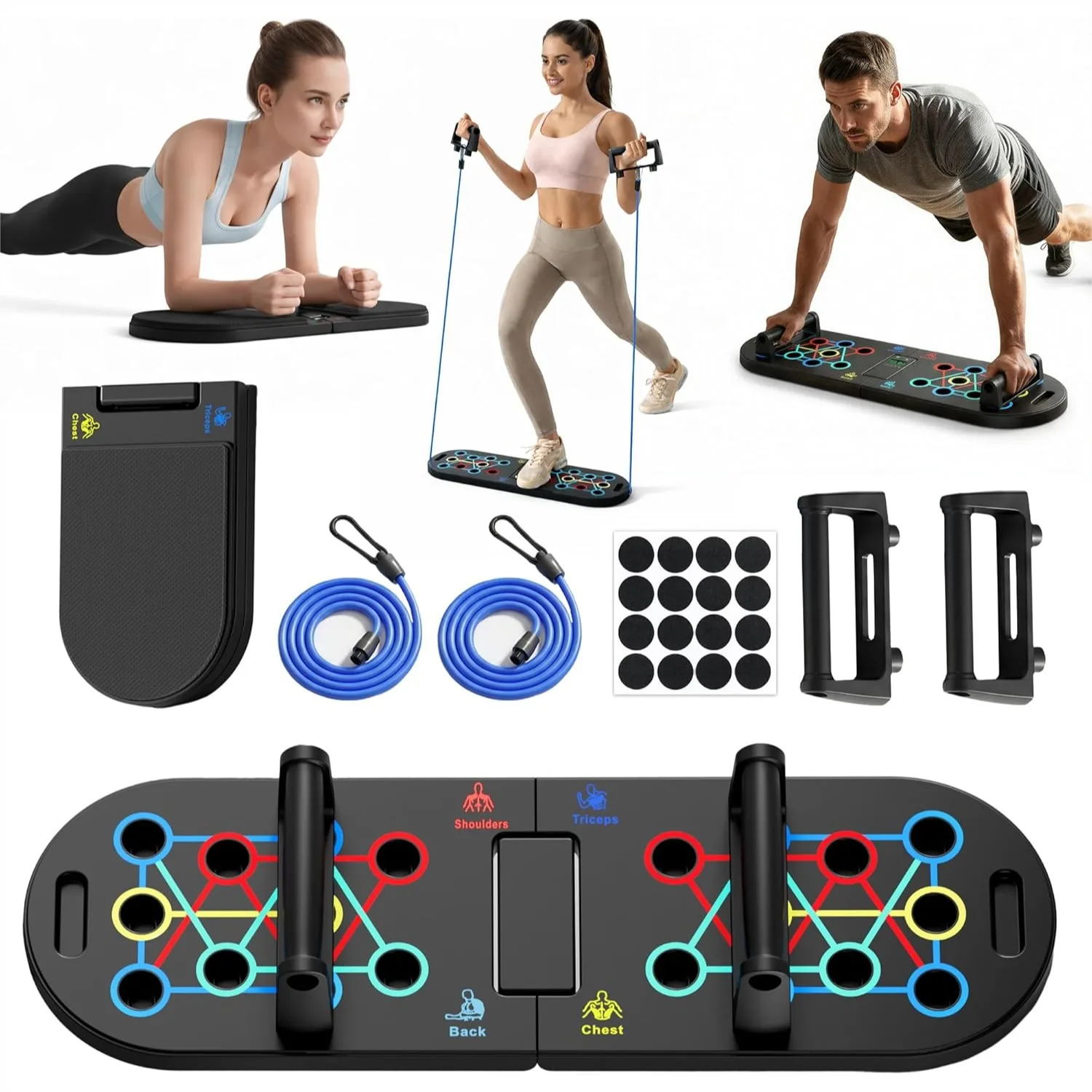 22-in-1 Plank Board & Push Up Board with Resistance Bands, Foldable Home Gym Equipment for Core Training
22-in-1 Plank Board & Push Up Board with Resistance Bands, Foldable Home Gym Equipment for Core Training