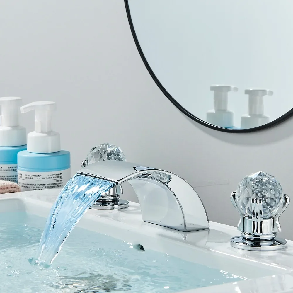 8" Widespread LED Bathroom Basin Faucet 3 Holes Waterfall Vanity Sink Mixer Taps
8" Widespread LED Bathroom Basin Faucet 3 Holes Waterfall Vanity Sink Mixer Taps