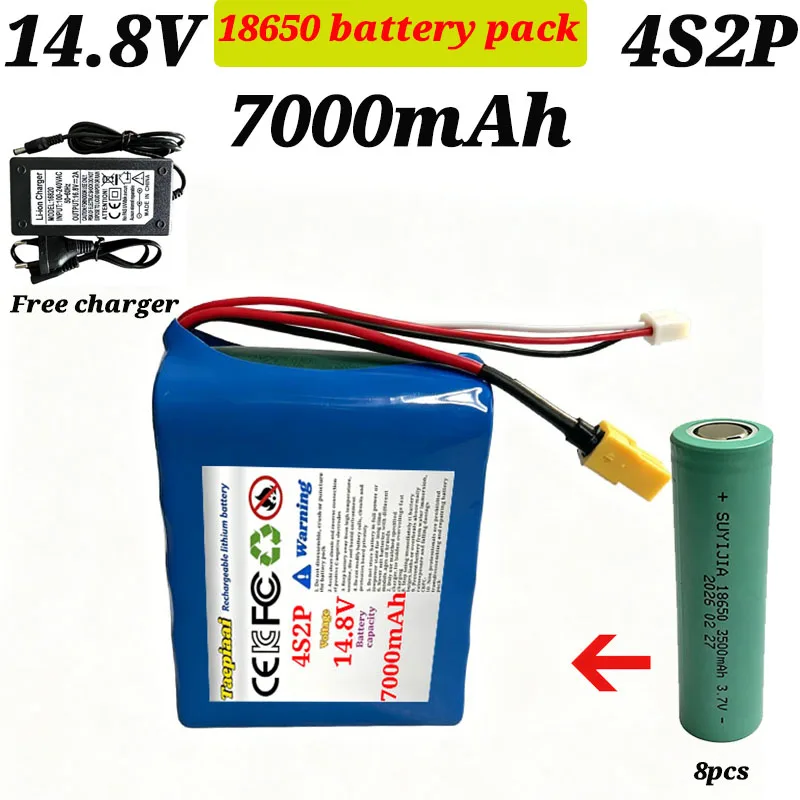 14.8V 7000mAh 4S2P 18650 lithium battery pack with 10A BMS, power tools/Bluetooth speakers/night fishing lights/energy storage
14.8V 7000mAh 4S2P 18650 lithium battery pack with 10A BMS, power tools/Bluetooth speakers/night fishing lights/energy storage