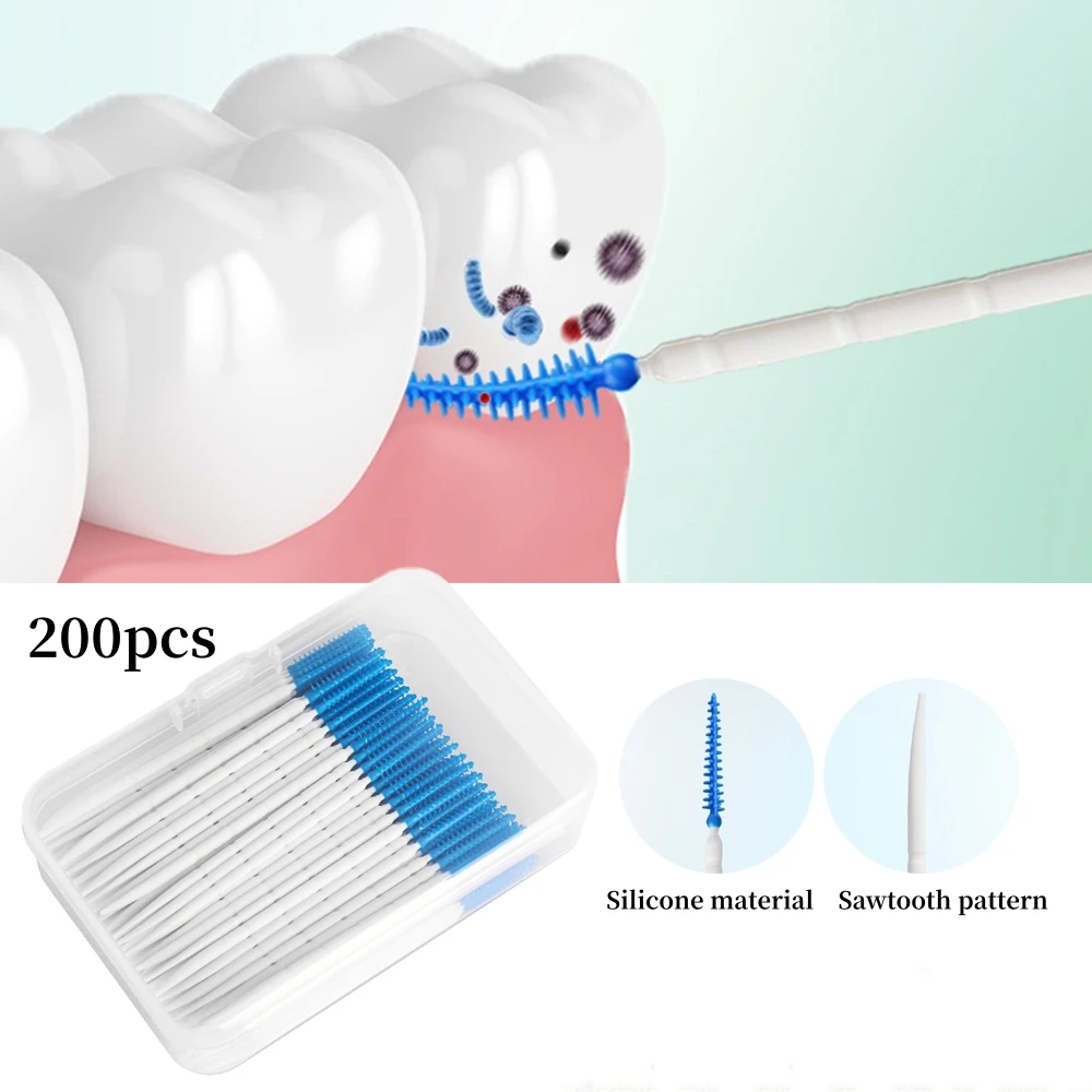 200pcs Silicone Interdental Brushes Double-Head Brush Portable Dental Cleaning Brush Toothpicks With Thread Oral Cleaning Tools
200pcs Silicone Interdental Brushes Double-Head Brush Portable Dental Cleaning Brush Toothpicks With Thread Oral Cleaning Tools