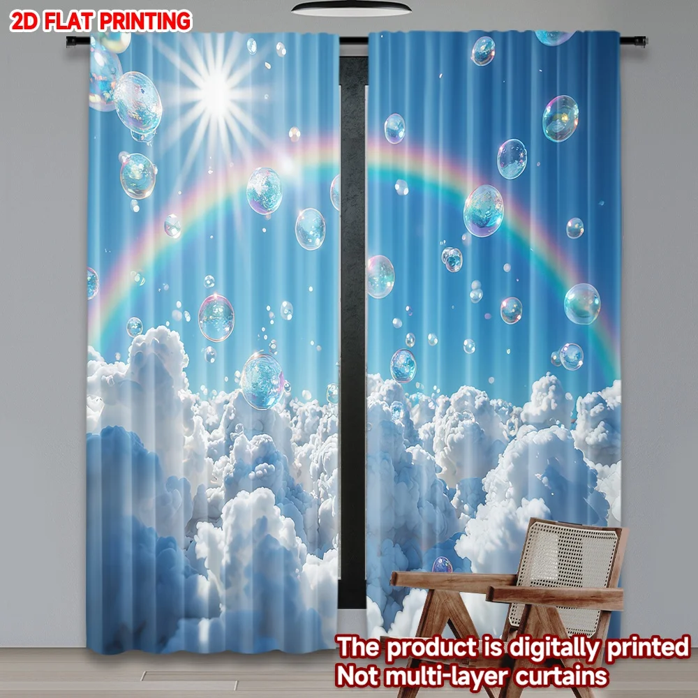 2D flat printing 2pcs Scene Curtains Rainbow Bubbles Over Clouds Digital Printed Polyester Drapes Party Decorations Perfect for
2D flat printing 2pcs Scene Curtains Rainbow Bubbles Over Clouds Digital Printed Polyester Drapes Party Decorations Perfect for