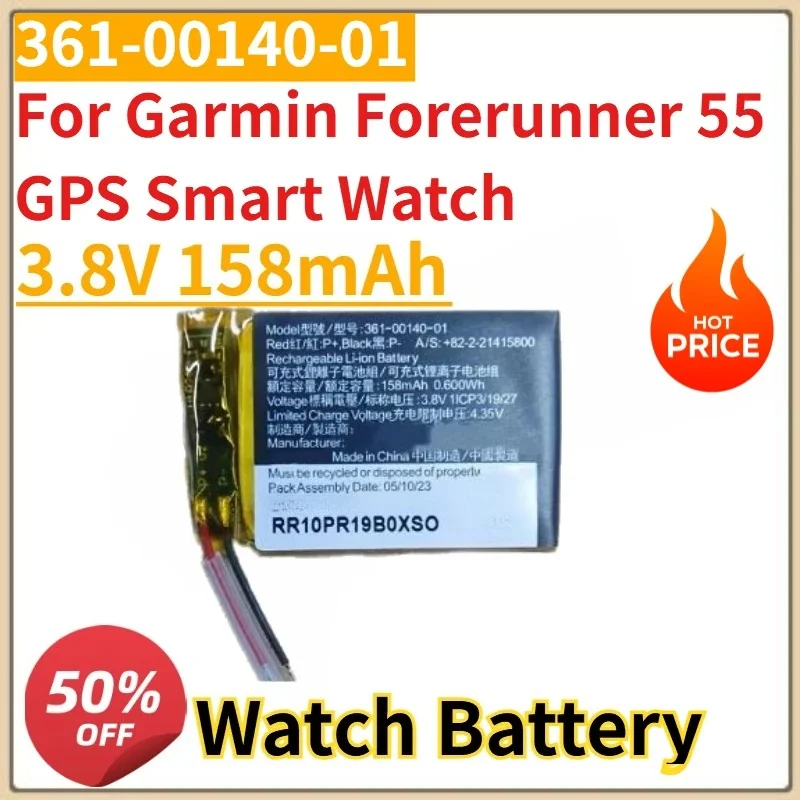 High Quality New 3.8V 158mAh 361-00140-01 watch Battery For Garmin Forerunner 55 GPS Smart Watch Replacement Battery
High Quality New 3.8V 158mAh 361-00140-01 watch Battery For Garmin Forerunner 55 GPS Smart Watch Replacement Battery