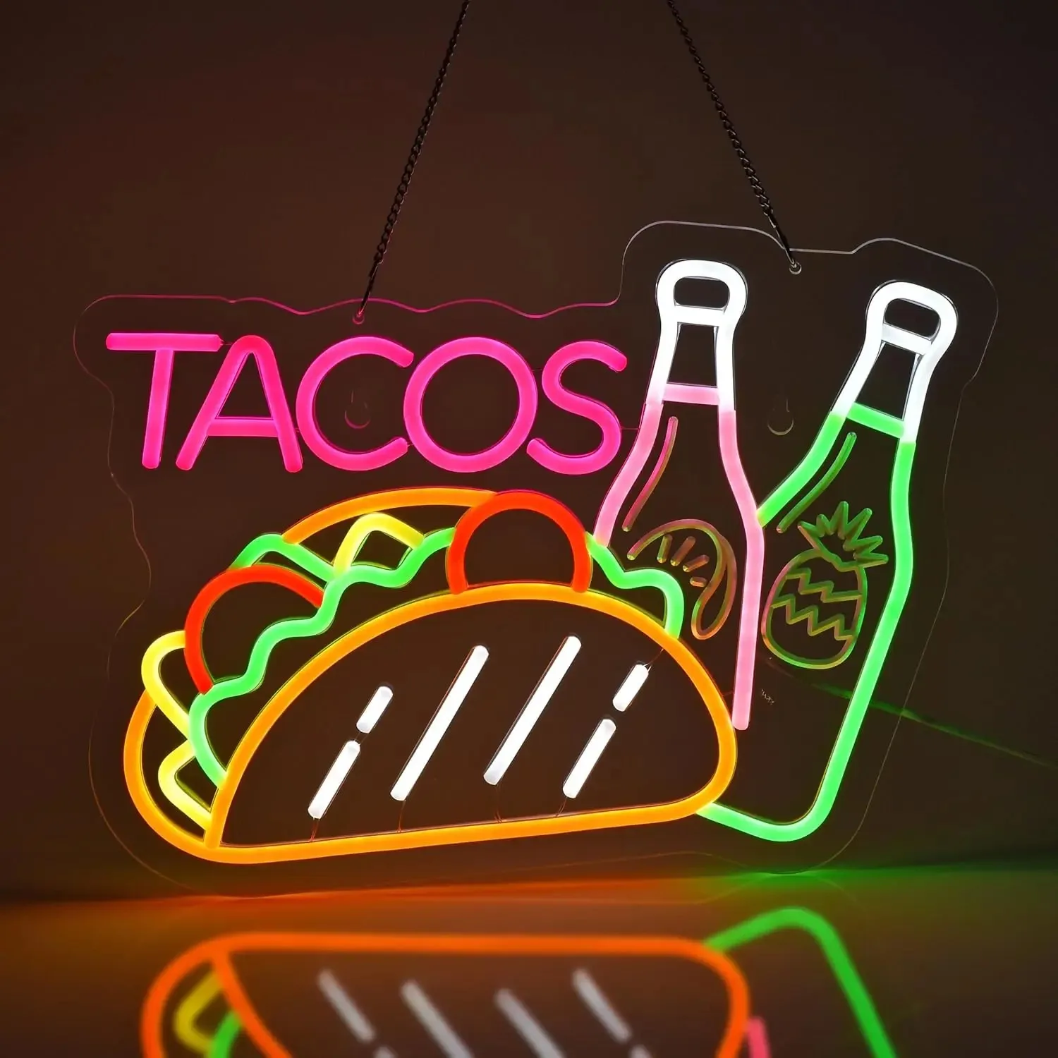 Glowing Taco Neon Sign with Food and Drinks Neon Light Dimmable for Restaurant Bar Mexican Cantina Decor Themed Party Wall Light
Glowing Taco Neon Sign with Food and Drinks Neon Light Dimmable for Restaurant Bar Mexican Cantina Decor Themed Party Wall Light