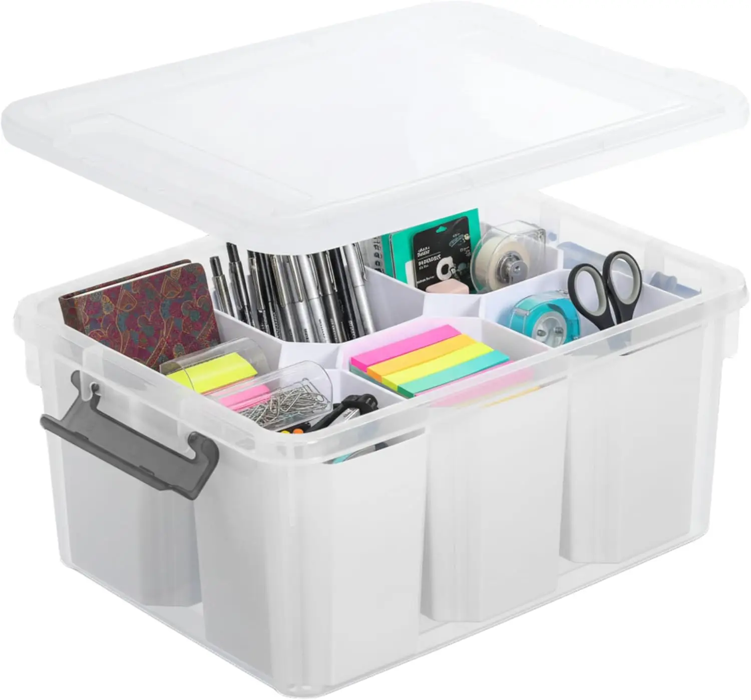 Plastic Storage Bins with 6 Removable Inserts, White Storage Container, 15.94x7.61x7.28 Inches, for
Plastic Storage Bins with 6 Removable Inserts, White Storage Container, 15.94x7.61x7.28 Inches, for