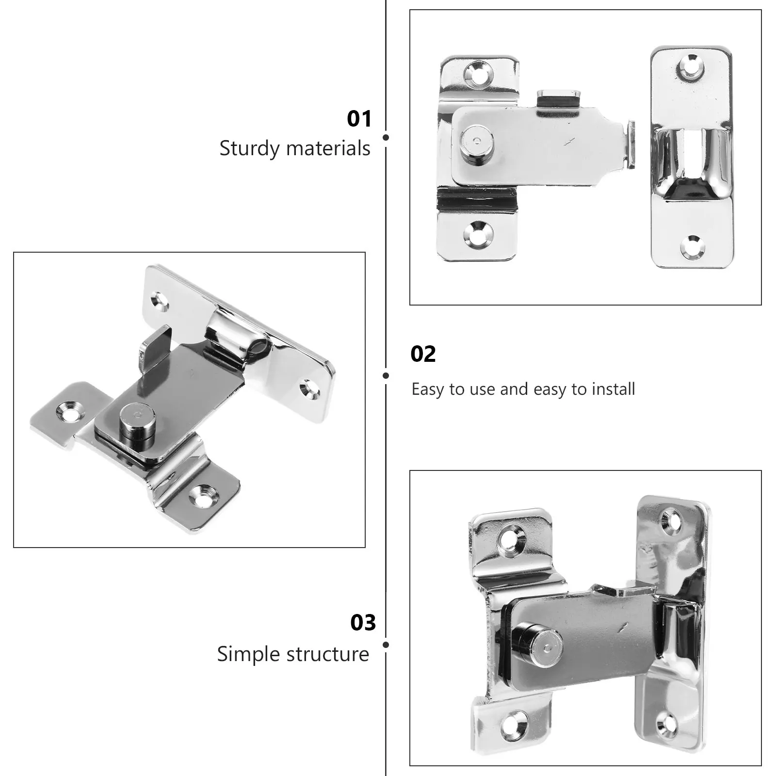 Дверной замок из нержавеющей стали, 90-градусный тумблер, прямоугольная защелка для ванной комнаты, никелированная фурнитура, дверные замки для сарая, гаража
Дверной замок из нержавеющей стали, 90-градусный тумблер, прямоугольная защелка для ванной комнаты, никелированная фурнитура, дверные замки для сарая, гаража