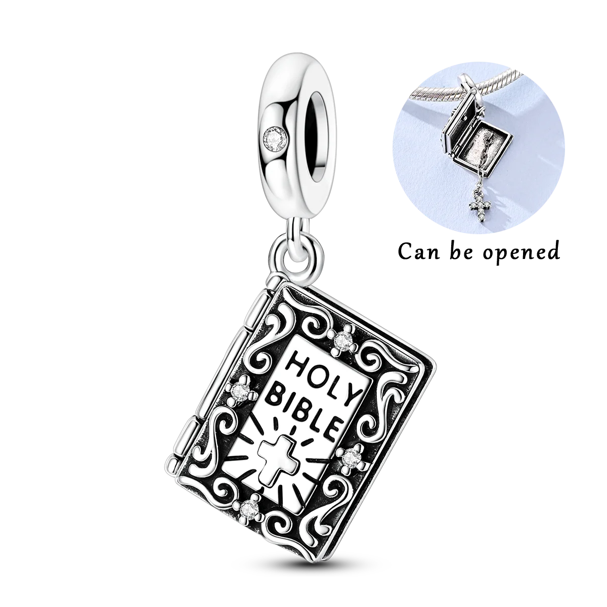 925 Sterling Silver Charm for Woman Christianity Bible Cross Openable Pendant Fit Bracelet Diy Jewelry
925 Sterling Silver Charm for Woman Christianity Bible Cross Openable Pendant Fit Bracelet Diy Jewelry