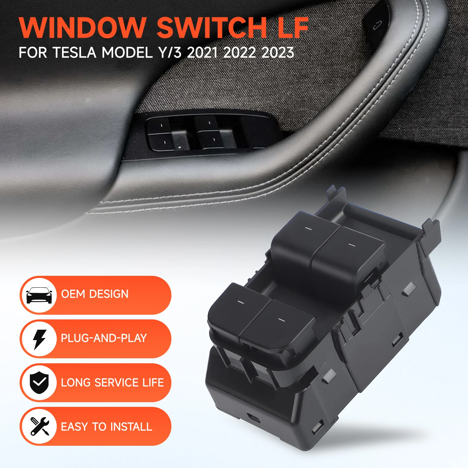 For Tesla Model Y/3 2021-2023 Left 1081037-02-G Matte Black ABS+Metal Replacement Electric Front Power Window Lifter Switch
For Tesla Model Y/3 2021-2023 Left 1081037-02-G Matte Black ABS+Metal Replacement Electric Front Power Window Lifter Switch