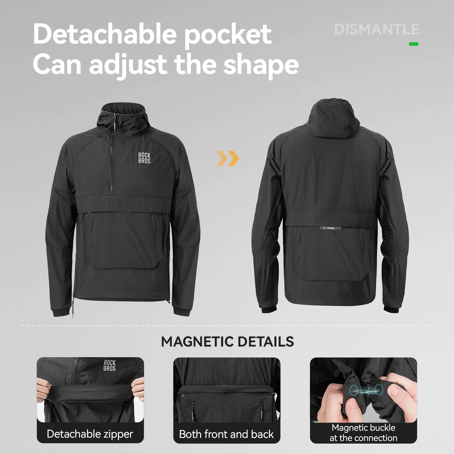 ROCKBROS Cycling Waterproof Jacket Casual Detachable Pocket Windbreaker Breathable Bicycle Clothes Windproof Outdoor Clothing
ROCKBROS Cycling Waterproof Jacket Casual Detachable Pocket Windbreaker Breathable Bicycle Clothes Windproof Outdoor Clothing