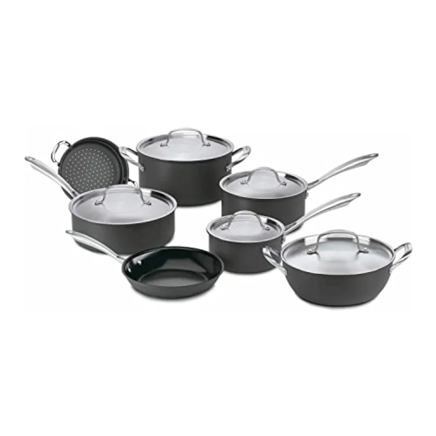 GG-12 GreenGourmet Hard Anodized 12-Piece Set Black Stainless Steel Kitchen Cookware Set Nonstick Durable Coating for Stovetop
GG-12 GreenGourmet Hard Anodized 12-Piece Set Black Stainless Steel Kitchen Cookware Set Nonstick Durable Coating for Stovetop