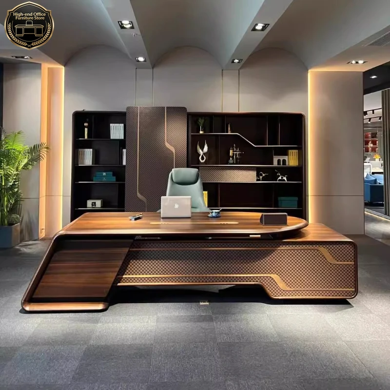 Light luxury boss table, boss desk, simple modern chairperson's office furniture, special-shaped creative general
Light luxury boss table, boss desk, simple modern chairperson's office furniture, special-shaped creative general