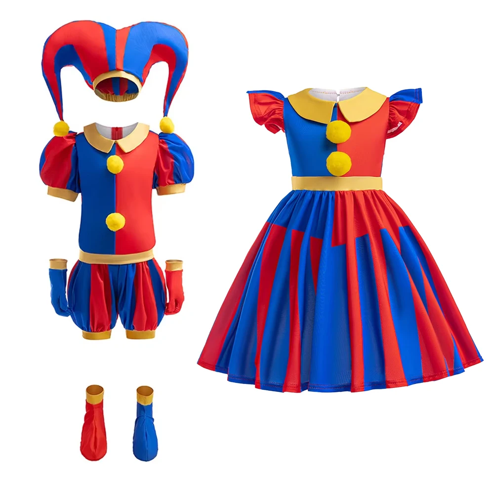 Kid Freak Circus Pomni Costume Summer Short-Sleeved Dress Halloween Carnival Party Digital Circus Clown Cosplay Dress for Girls
Kid Freak Circus Pomni Costume Summer Short-Sleeved Dress Halloween Carnival Party Digital Circus Clown Cosplay Dress for Girls