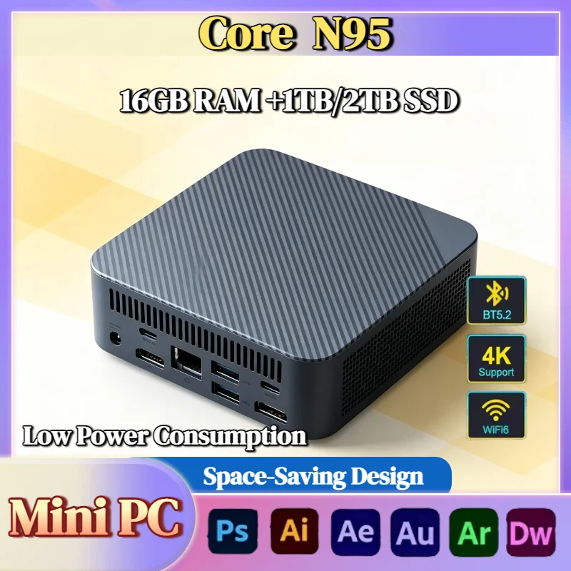 Intel N95 Low Power Mini PC 16GB DDR4 512GB NVMe SSD Triple 4K Monitor WiFi6 Bluetooth 5.2 Quiet Cooling Home Office Desktop Pro
Intel N95 Low Power Mini PC 16GB DDR4 512GB NVMe SSD Triple 4K Monitor WiFi6 Bluetooth 5.2 Quiet Cooling Home Office Desktop Pro