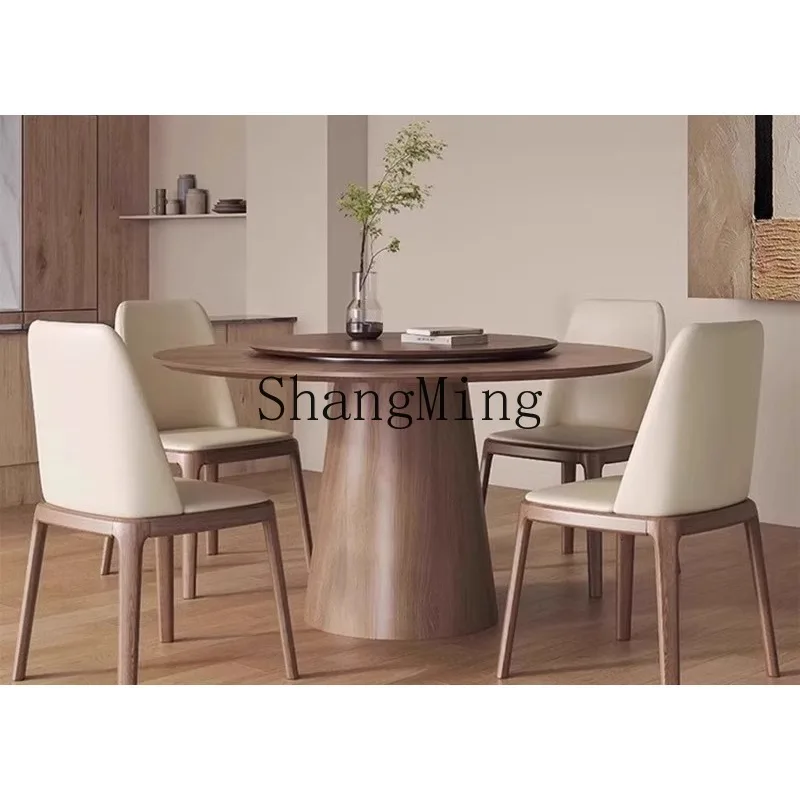 ZHB retro black walnut round table household small apartment restaurant solid wood round dining with turntable combination
ZHB retro black walnut round table household small apartment restaurant solid wood round dining with turntable combination