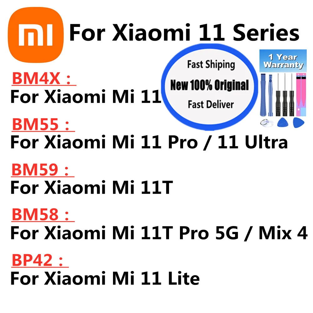 BM58 BM59 BM55 BP42 BM4X Оригинальный аккумулятор для телефона Xiaomi 11 Lite Ultra/11 11T Pro Mi Mix 4 11pro 11lite Батареи + Бесплатные инструменты
BM58 BM59 BM55 BP42 BM4X Оригинальный аккумулятор для телефона Xiaomi 11 Lite Ultra/11 11T Pro Mi Mix 4 11pro 11lite Батареи + Бесплатные инструменты