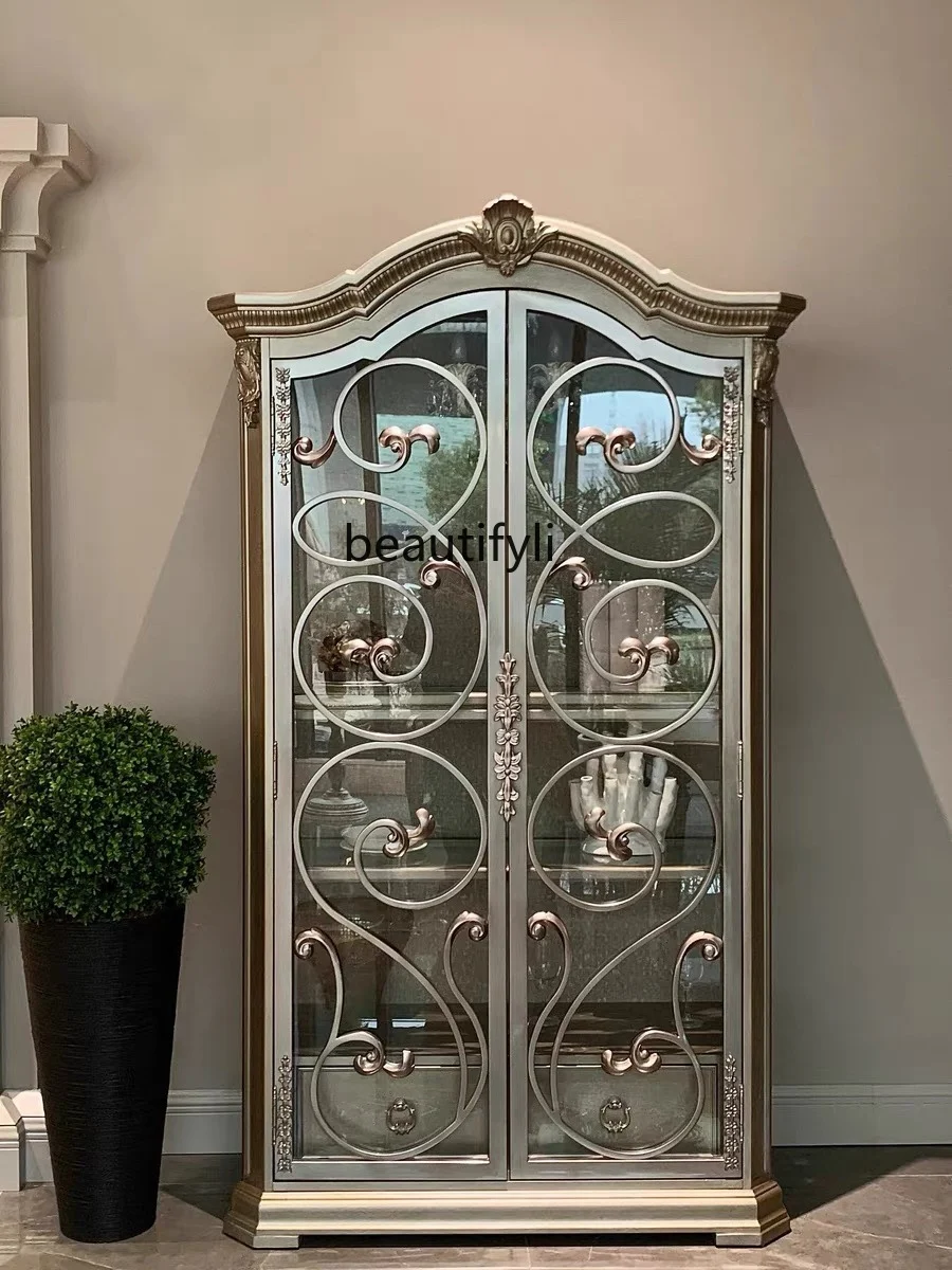 American art glass door wine cabinet dining side cabinet American multi-functional solid wood wine cabinet retro style
American art glass door wine cabinet dining side cabinet American multi-functional solid wood wine cabinet retro style