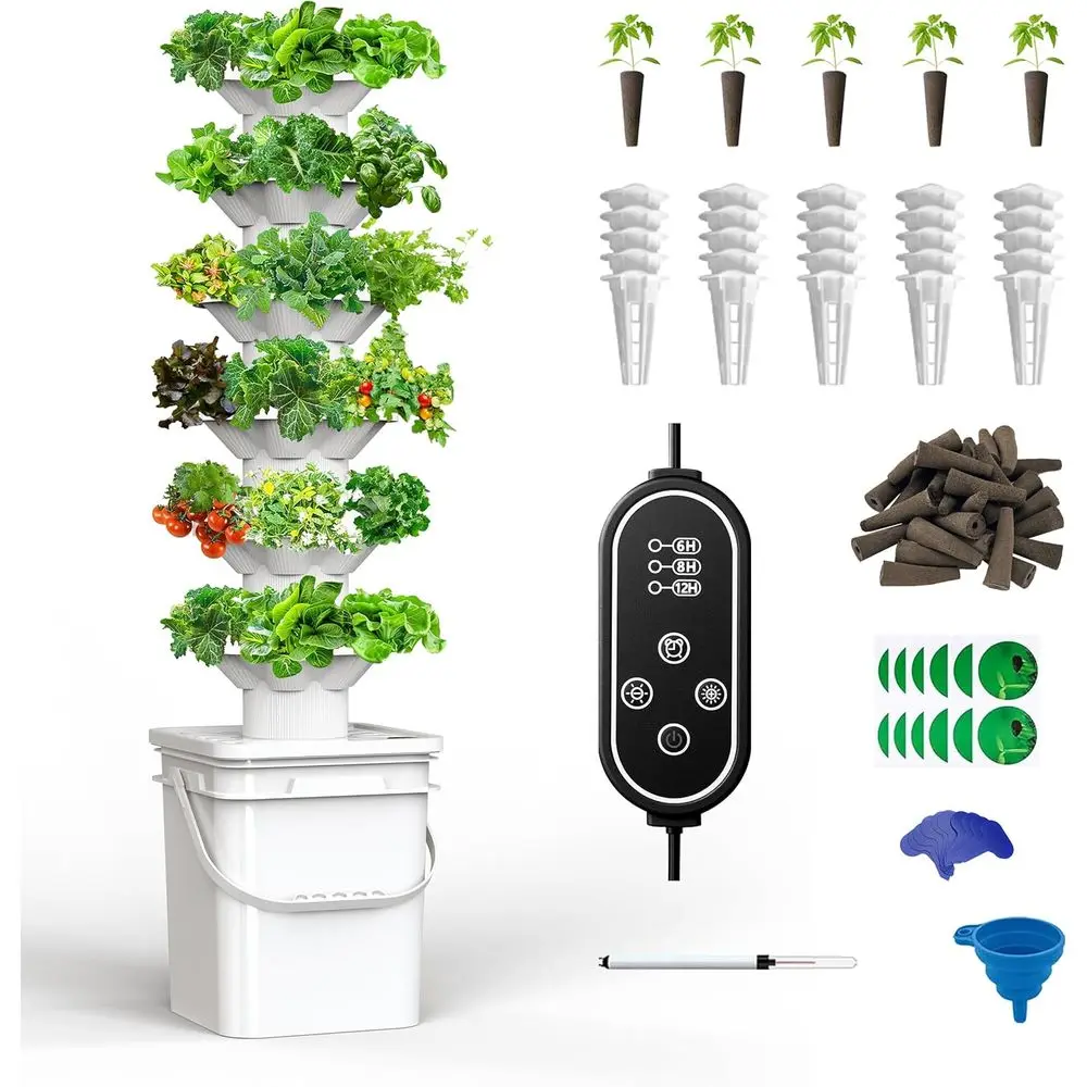 6-Tier Hydroponic Tower Garden Kit for Indoor and Outdoor Herbs and Fruits
6-Tier Hydroponic Tower Garden Kit for Indoor and Outdoor Herbs and Fruits