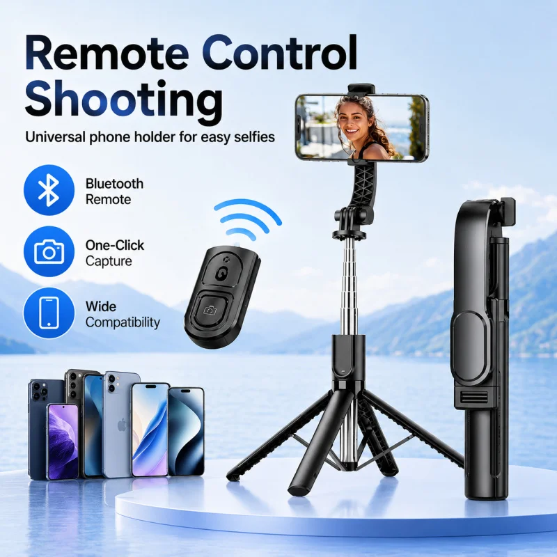 Portable Bluetooth Selfie Stick Tripod, 360° Adjustable Phone Stand with 4-Leg Anti-Shake Base, Extendable Live Streaming Stand
Portable Bluetooth Selfie Stick Tripod, 360° Adjustable Phone Stand with 4-Leg Anti-Shake Base, Extendable Live Streaming Stand