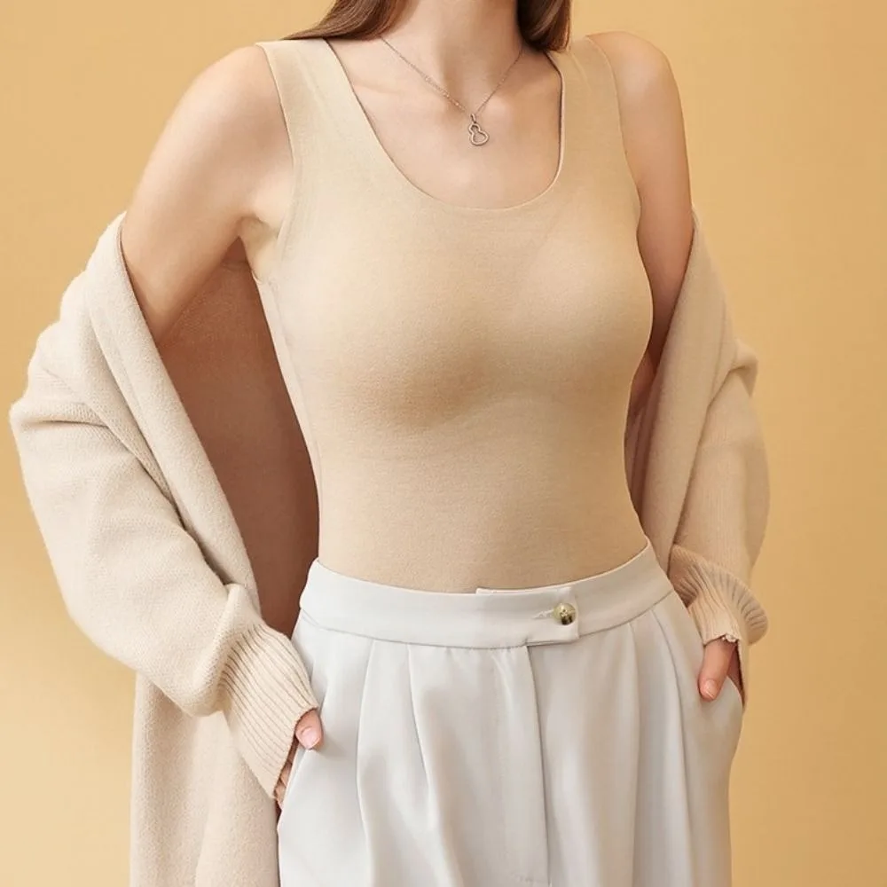 Fashion With Chest Pad Women Thermal Vest Solid Color Soft Sleeveless Vest O-neck Slim Warm Cami Top Winter
Fashion With Chest Pad Women Thermal Vest Solid Color Soft Sleeveless Vest O-neck Slim Warm Cami Top Winter