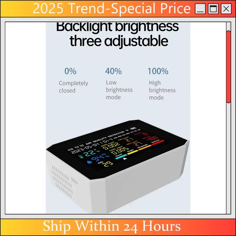 10-In-1 Air Quality Monitor CO2 Meter CO TVOC HCHO PM2.5 PM1.0 PM10 Temperature And Humidity Carbon Dioxide Detector,A Durable
10-In-1 Air Quality Monitor CO2 Meter CO TVOC HCHO PM2.5 PM1.0 PM10 Temperature And Humidity Carbon Dioxide Detector,A Durable