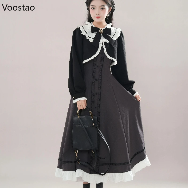 Victorian Gothic Lolita Style Dress Set Japanese Women Vintage Elegant Bow Short Coat Tops Princess Dresses Suit Y2k Party Dress
Victorian Gothic Lolita Style Dress Set Japanese Women Vintage Elegant Bow Short Coat Tops Princess Dresses Suit Y2k Party Dress