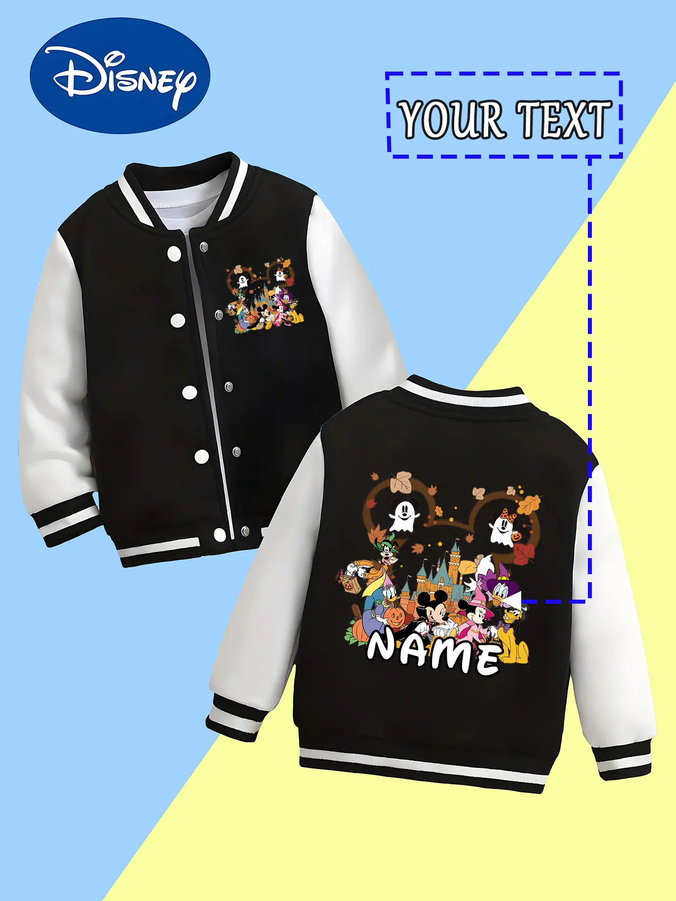 MINISO Disney Halloween Character Collection Children's Baseball Jacket - Halloween Character Mickey Head Frame, funny and fun, 
MINISO Disney Halloween Character Collection Children's Baseball Jacket - Halloween Character Mickey Head Frame, funny and fun,