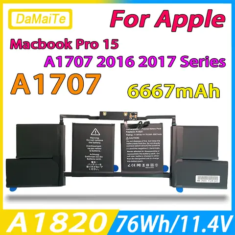 A1820 Laptop Battery For APPLE MACBOOK PRO 15" A1707 2016 2017 Year 11.4V 6667mAh 76WH