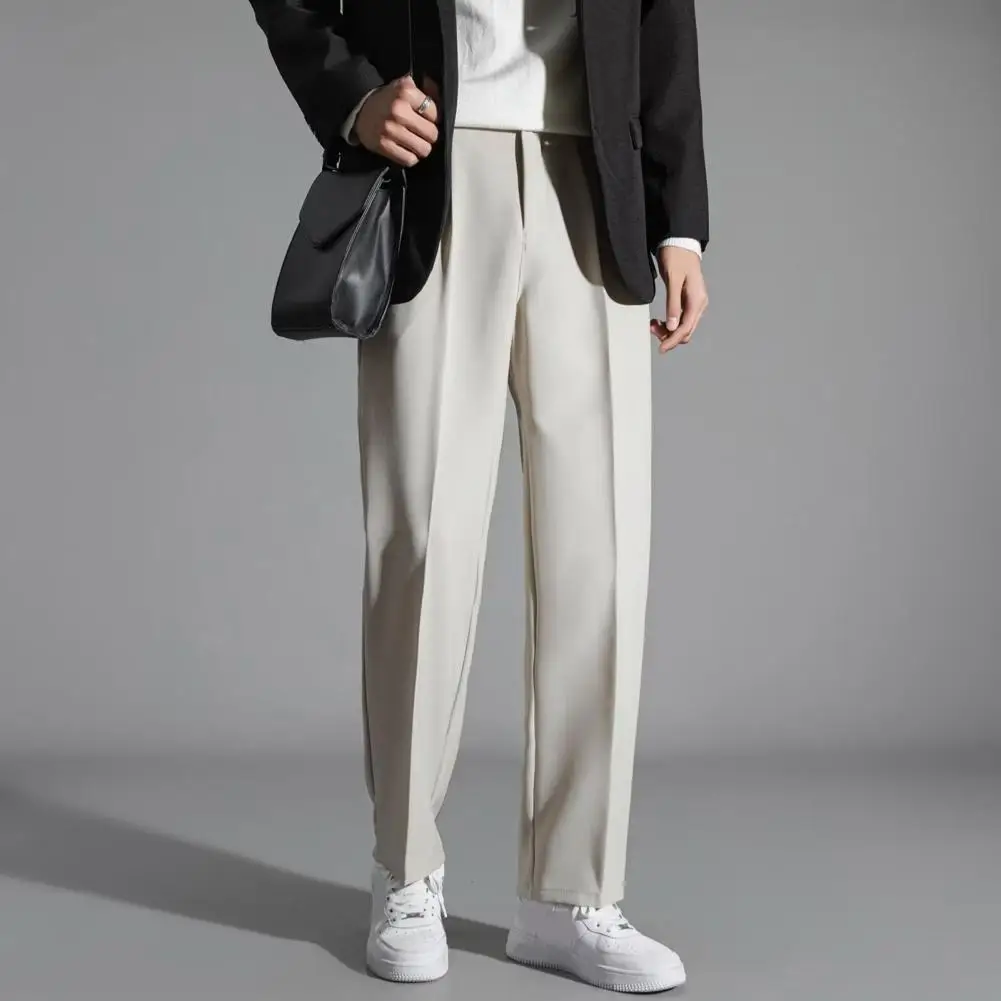 Button Zipper Closure Trousers Elegant Men's Suit Pants with Drawstring Closure Straight Leg Slacks in Solid Color for Formal
Button Zipper Closure Trousers Elegant Men's Suit Pants with Drawstring Closure Straight Leg Slacks in Solid Color for Formal