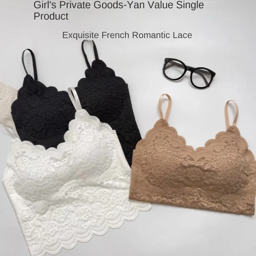 Elegant With Chest Cushion Ice Silk Lace Camisole Solid Color Slim Fit Ice Silk Corset Non Trace Tanks Crop Tops Travel
Elegant With Chest Cushion Ice Silk Lace Camisole Solid Color Slim Fit Ice Silk Corset Non Trace Tanks Crop Tops Travel