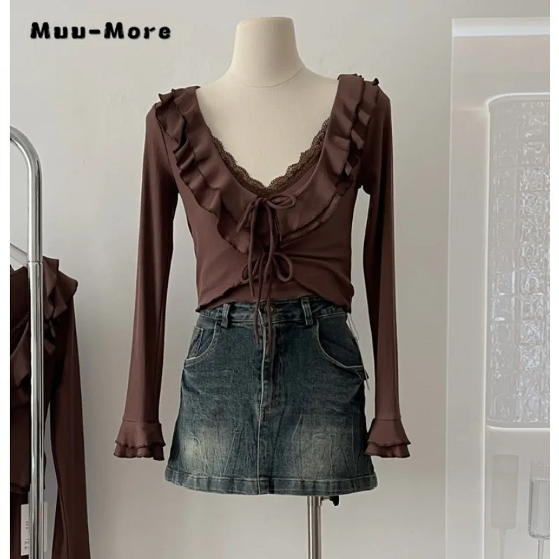 2023 Autumn Winter Hotsweet Casual Solid Color Long Sleeve V-Neck T-Shirts Women's Fashion Lace-up Slim Fit Sexy Tees Tops
2023 Autumn Winter Hotsweet Casual Solid Color Long Sleeve V-Neck T-Shirts Women's Fashion Lace-up Slim Fit Sexy Tees Tops
