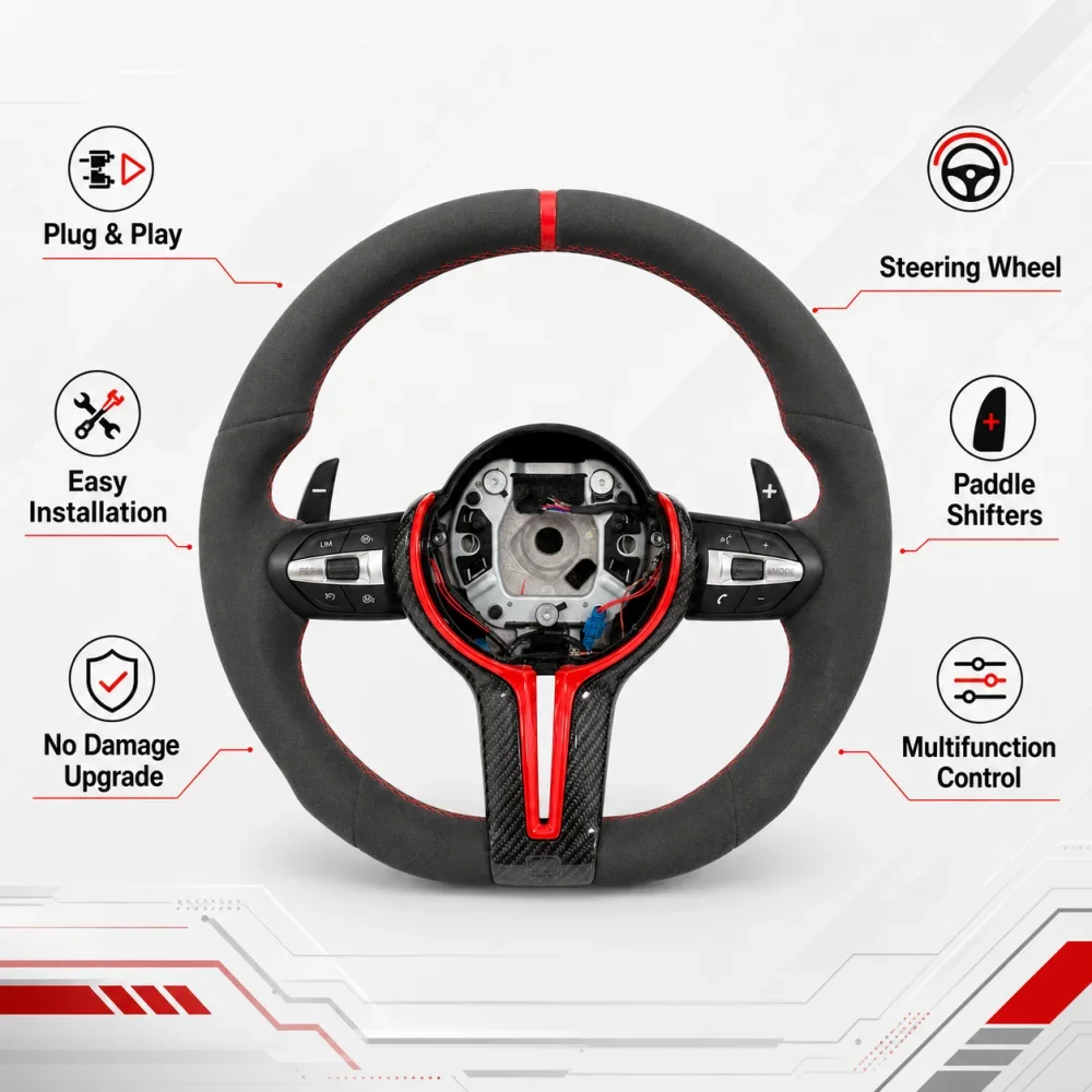 Flat bottomed Suede For BMW M Sport F01 F06 F10 F11 F12 F20 F21 F22 F25 F26 F30 F31 F32 F33 F34 F36 F80 F82 F90 Steering Wheel
Flat bottomed Suede For BMW M Sport F01 F06 F10 F11 F12 F20 F21 F22 F25 F26 F30 F31 F32 F33 F34 F36 F80 F82 F90 Steering Wheel