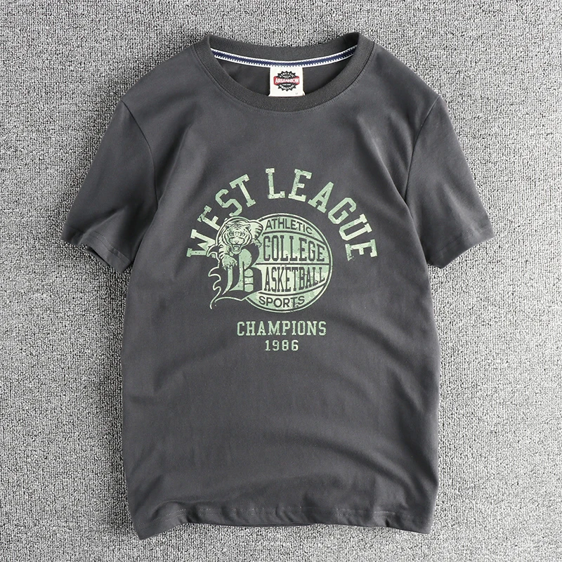 Summer New American Retro Short-sleeved O-neck Letter Printed T-shirt Men's Fashion Simple 100% Cotton Washed Casual Sport Tops
Summer New American Retro Short-sleeved O-neck Letter Printed T-shirt Men's Fashion Simple 100% Cotton Washed Casual Sport Tops