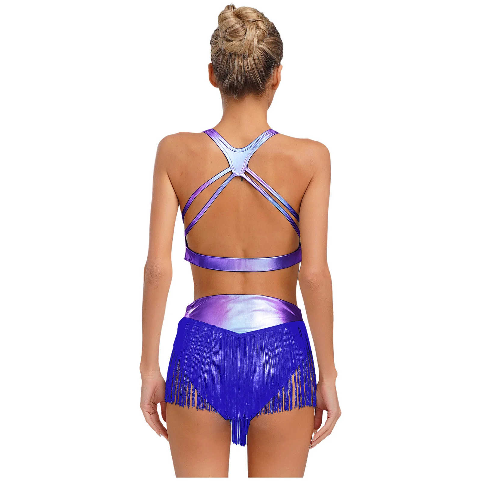 Shimmery Latin Rumba Dance Performance Sets Adult Female Backless Vest with Tassel Shorts for Latin Tap Competition Dance Wear
Shimmery Latin Rumba Dance Performance Sets Adult Female Backless Vest with Tassel Shorts for Latin Tap Competition Dance Wear
