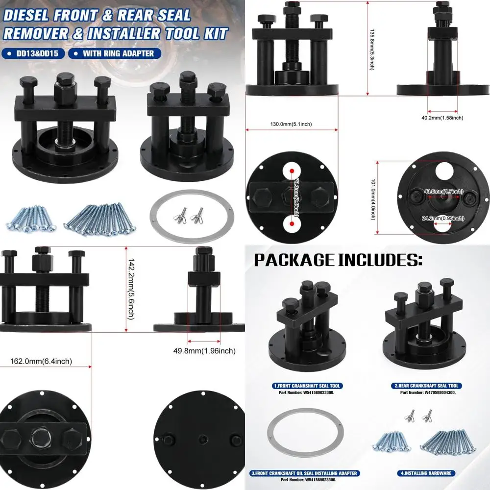 Crankshaft Oil Seal Front & Rear Seal Remover & Installer Tool Kit for Detroit Diesel DD13 & DD15 Engines W470589004300 W5415890
Crankshaft Oil Seal Front & Rear Seal Remover & Installer Tool Kit for Detroit Diesel DD13 & DD15 Engines W470589004300 W5415890