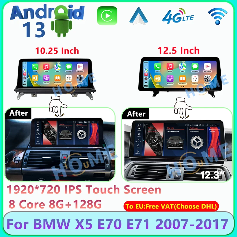 10.25" / 12.5" Android 13 Car Multimedia Video Player GPS Navigation Radio Carplay Android Auto For BMW X5 E70 X6 E71 2007-2017
10.25" / 12.5" Android 13 Car Multimedia Video Player GPS Navigation Radio Carplay Android Auto For BMW X5 E70 X6 E71 2007-2017