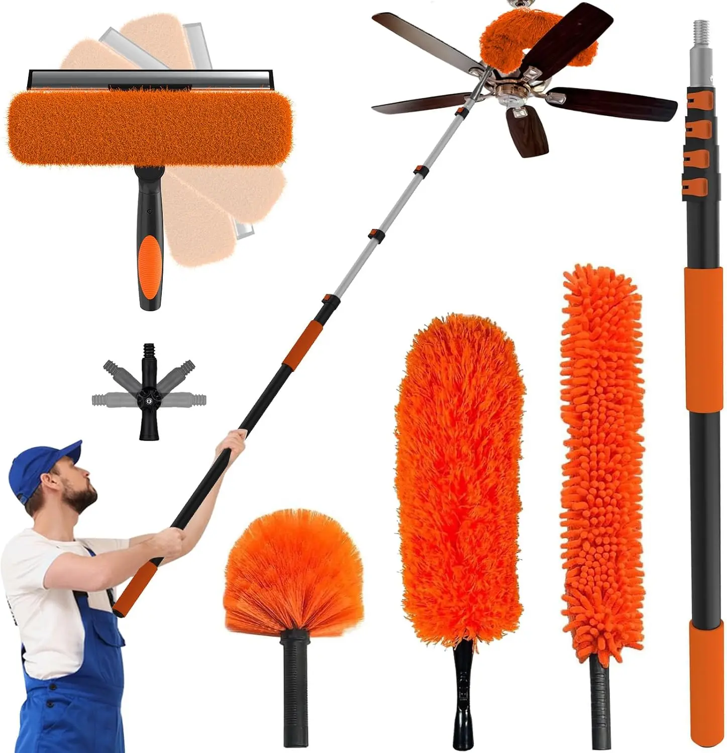 26FT Reach Dusting Kit, Long Duster with 5-20FT Extension Pole for High Ceilings, Cobweb Duster
26FT Reach Dusting Kit, Long Duster with 5-20FT Extension Pole for High Ceilings, Cobweb Duster