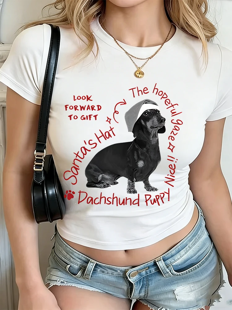 Christmas Dachshund Print Crop Tops Cute Dog Lover Streetwear Women American Style Y2K Slim Tee Vintage 100% Cotton Girls Tshirt
Christmas Dachshund Print Crop Tops Cute Dog Lover Streetwear Women American Style Y2K Slim Tee Vintage 100% Cotton Girls Tshirt