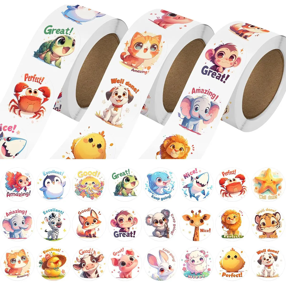 1/3 Rolls Kids Stickers 500/1500pcs Bulk Cute Farm Ocean Wild Animal Stickers Motivational Words Reward Sticker School Supplies
1/3 Rolls Kids Stickers 500/1500pcs Bulk Cute Farm Ocean Wild Animal Stickers Motivational Words Reward Sticker School Supplies