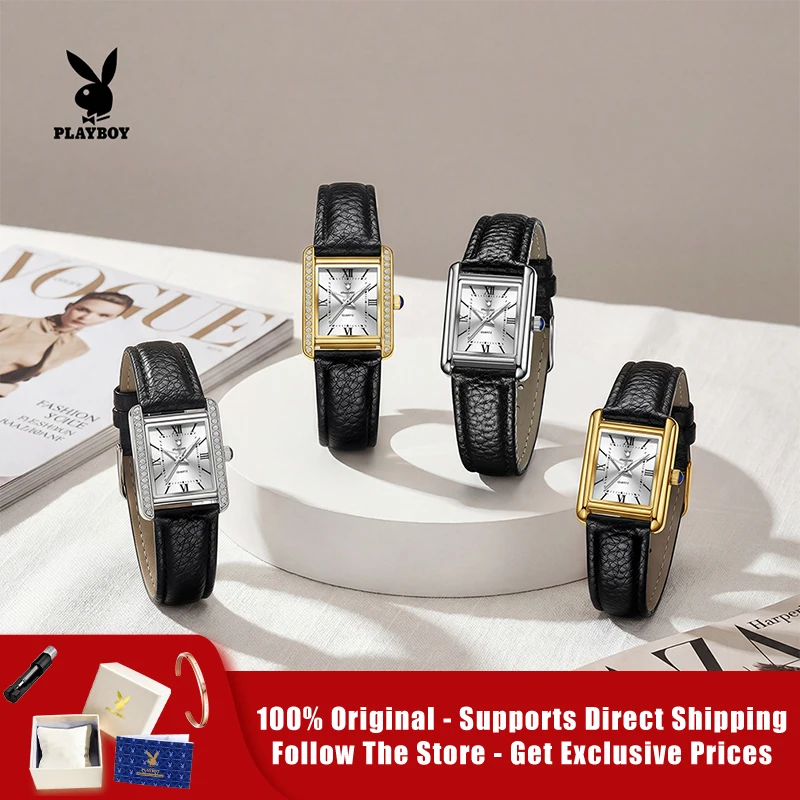PLAYBOY 3552 Brand original authentic watch for woman Small square watch with leather strap, exquisite quartz women's watch
PLAYBOY 3552 Brand original authentic watch for woman Small square watch with leather strap, exquisite quartz women's watch
