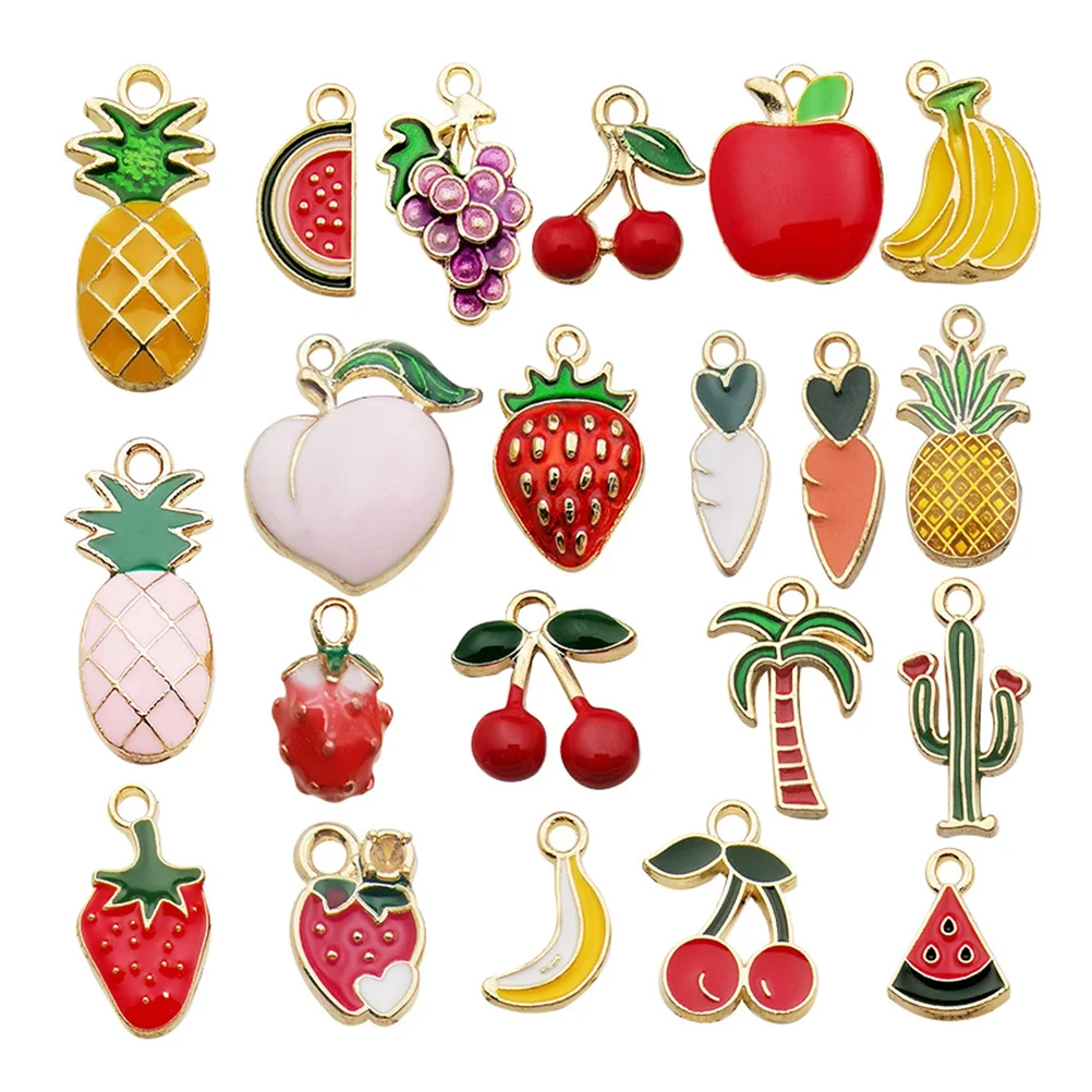 21pcs Alloy Mini Fruit Charms Cute Pineapple Strawberry Cherry Watermelon Pendants For Jewelry Making Necklaces Bracelets Keycha
21pcs Alloy Mini Fruit Charms Cute Pineapple Strawberry Cherry Watermelon Pendants For Jewelry Making Necklaces Bracelets Keycha
