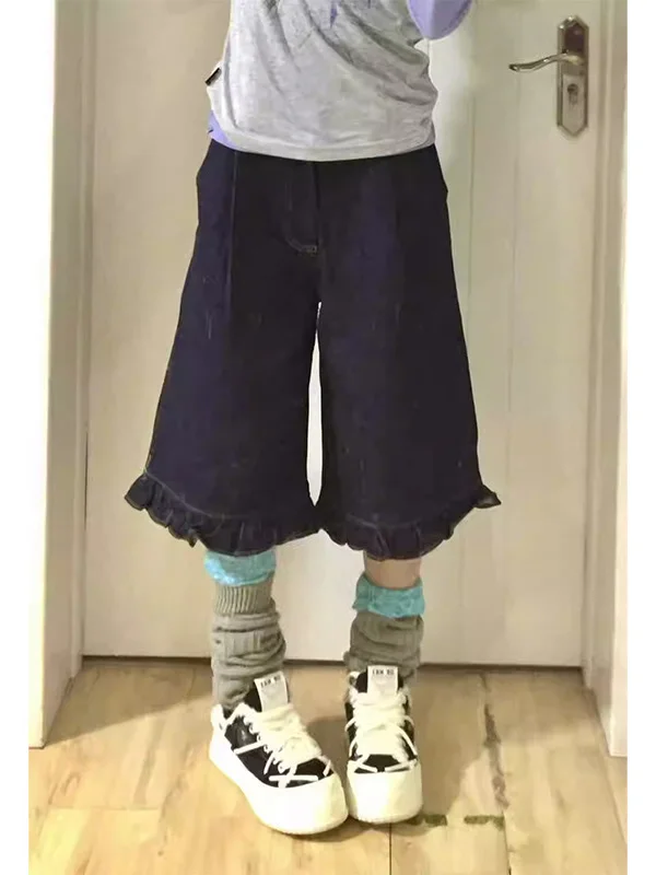 High Waist Wide Leg Seven Inch Jeans Women's Summer New Sle Harajuku Sle Cuffed Denim orts Casual Loose Fit Jeans
High Waist Wide Leg Seven Inch Jeans Women's Summer New Sle Harajuku Sle Cuffed Denim orts Casual Loose Fit Jeans