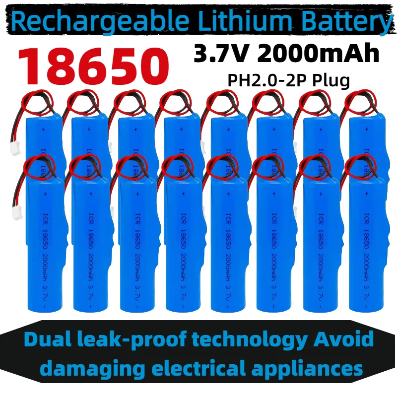 3.7V 18650 Rechargeable Lithium Battery with PCB PH2.0-2P Connector for Fishing LED Lights Bluetooth Flashlights and Electronics
3.7V 18650 Rechargeable Lithium Battery with PCB PH2.0-2P Connector for Fishing LED Lights Bluetooth Flashlights and Electronics