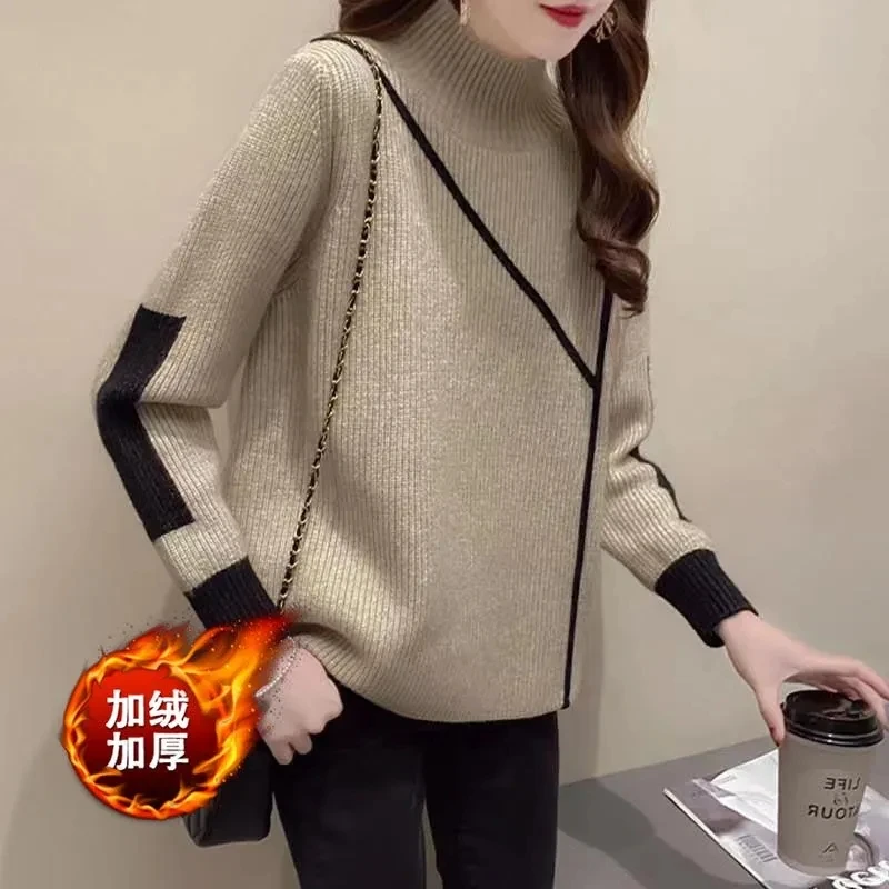 Women Half High Collar Sweater Long Sleeve Jumpers Knitwear Casual Autumn winter Pullovers Elastic high quality Knitted sweaters
Women Half High Collar Sweater Long Sleeve Jumpers Knitwear Casual Autumn winter Pullovers Elastic high quality Knitted sweaters