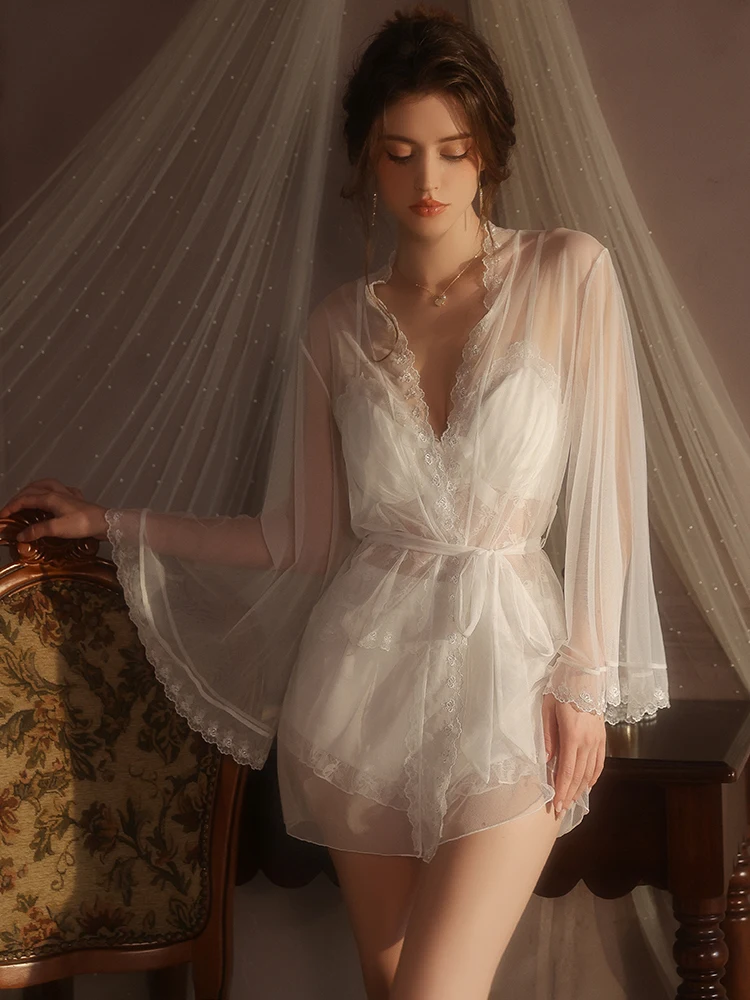 Sweet Ice Silk Sexy Lingerie Set with Chest Pad Transparent Mesh Top Shorts Outer Robe Women's Sleepwear Hot 5083
Sweet Ice Silk Sexy Lingerie Set with Chest Pad Transparent Mesh Top Shorts Outer Robe Women's Sleepwear Hot 5083